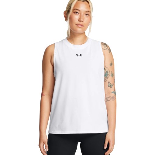 Productfoto van Under Armour UA Rival Muscle Tanktop Dames - White/Black