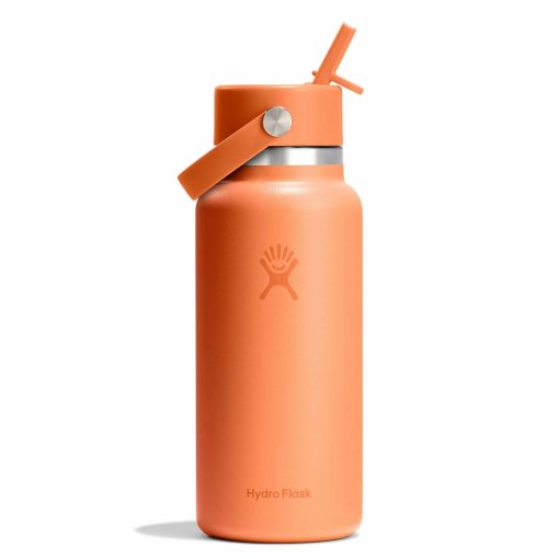 Foto de Hydro Flask Botella Térmica - 32oz Wide Mouth + Tapa Flex Straw - 946ml - Nectar Orange
