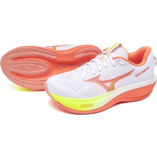 Picture of Mizuno Wave Rider 30 Running Shoes Women - White/Flamingo Coral/Lime Pulp