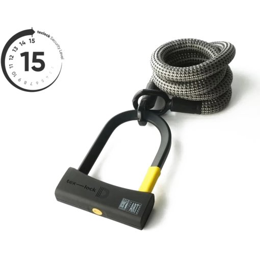 Produktbild von tex–lock eyelet inkl. D-lock Bügelschloss - 160cm - electric grey