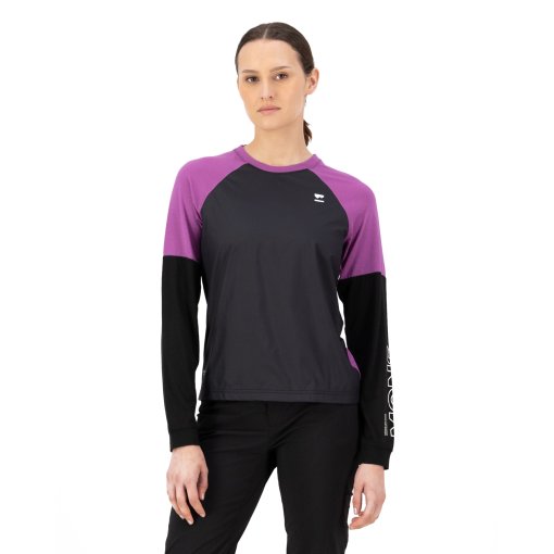 Photo produit de Mons Royale Maillot Cyclisme Femme - Tarn Merino Wind - purple bolt / noir