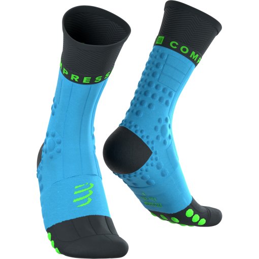 Picture of Compressport Pro Racing Compression Socks Winter Trail - norse blue/black/neon green