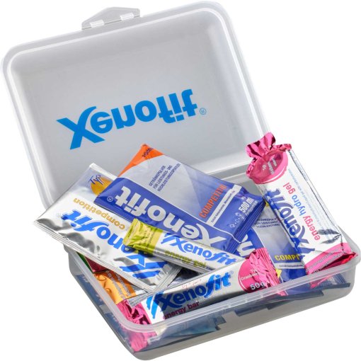 Bild von Xenofit Testbox 2026 mit Getränken / Energy Gels / Energieriegel / Nahrungsergänzung