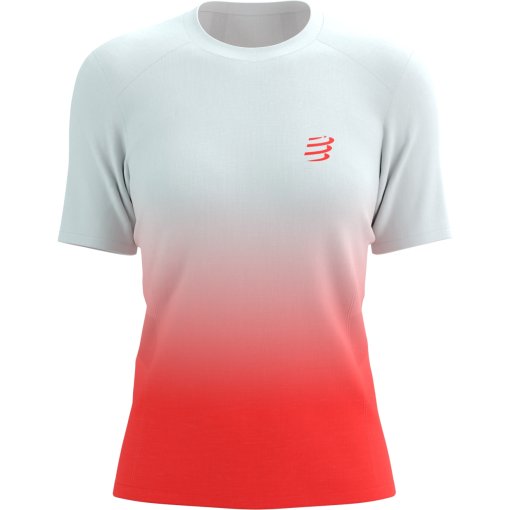 Productfoto van Compressport Performance Running T-Shirt Dames - fluo red/white