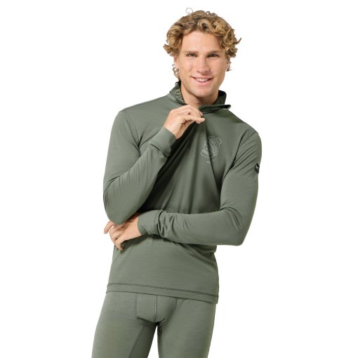 Slika izdelka SUPER.NATURAL Tundra175 Frosty 1/4 Zip Moška spodnja majica za moške - Eucalyptus/Vapor Grey