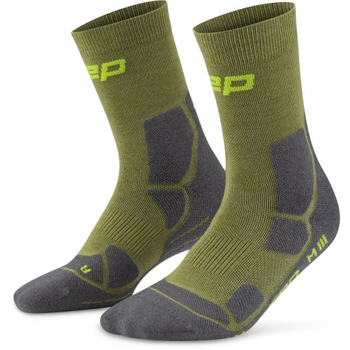 Photo produit de CEP Chaussettes de Compression Homme - Hiking Mid Cushion Mid Cut - olive/grey