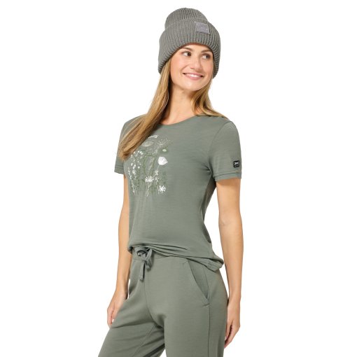 Billede af SUPER.NATURAL Rock Flowers T-shirt til damer - Eucalyptus/Various
