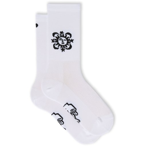 Foto de FINGERSCROSSED Calcetines Ciclismo - Classic Trip - Sun Moon Stars - Blanco