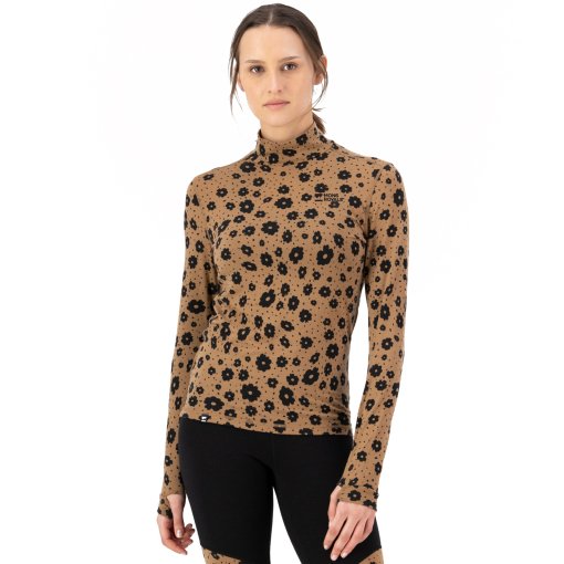 Foto de Mons Royale Camiseta Interior Manga Larga Mujer - Cascade Merino Mock Neck - aoraki lily toffee