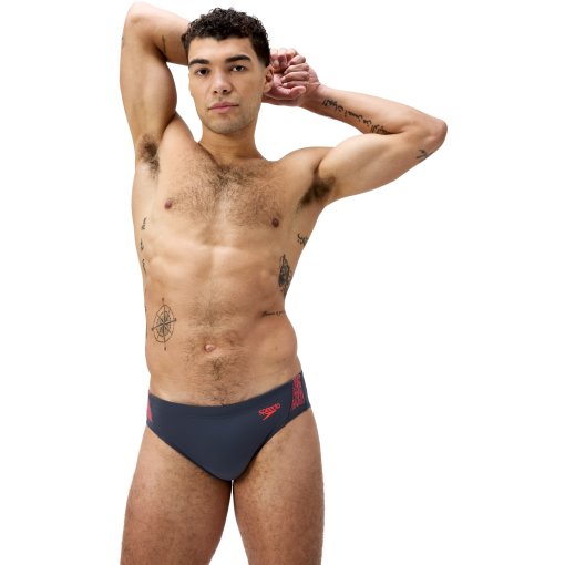 Produktbild von Speedo Hyperboom Splice Badeslip Herren - grey lead/neon coral