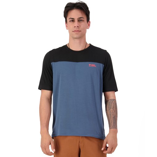 Picture of Mons Royale Diversion Merino Bike Short Sleeve Jersey Men - orian blue / black
