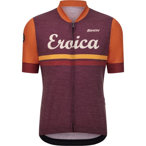 Photo produit de Santini Eroica Iris Maillot à manches courtes en laine pour hommes ER94075CIRIS - bordeaux BR
