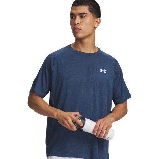 Foto de Under Armour Camiseta de Manga Corta Hombre - UA Tech™ Textured - Wham Blue/White