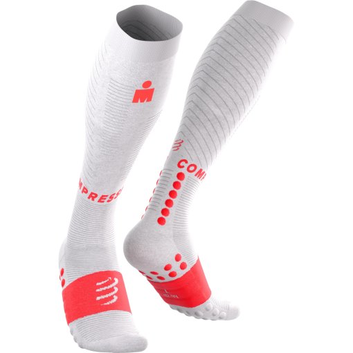 Photo produit de Compressport Chaussettes de Compression - Full Recovery 2.0 - Ironman 2026 - white/neon red - L1