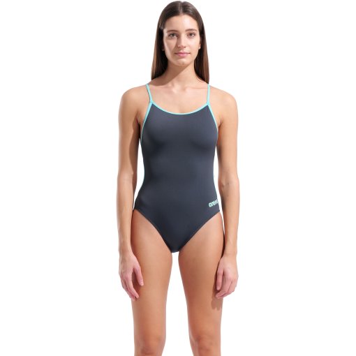 Slika izdelka arena Performance Solid Lace Back Ženske enodelne kopalke - Asphalt-Water