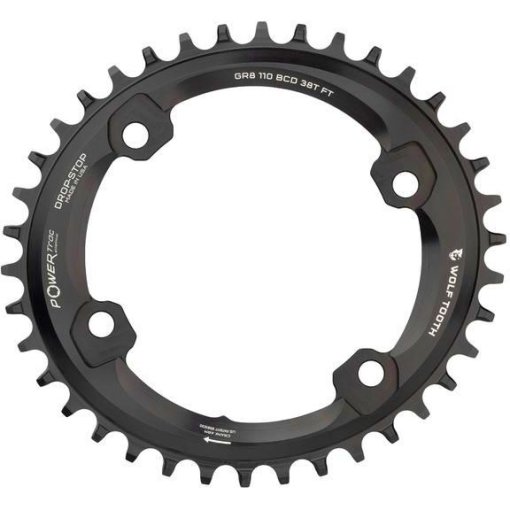 Immagine prodotto da Wolf Tooth Elliptical Chainring for Shimano GRX 110 BCD 4-Bolt - Drop Stop - black