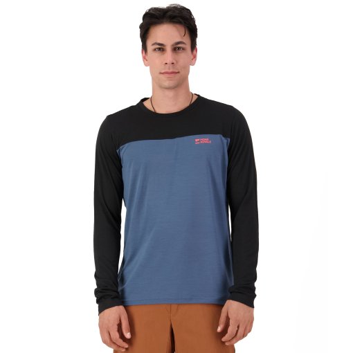 Picture of Mons Royale Diversion Merino Bike Long Sleeve Jersey Men - orian blue / black