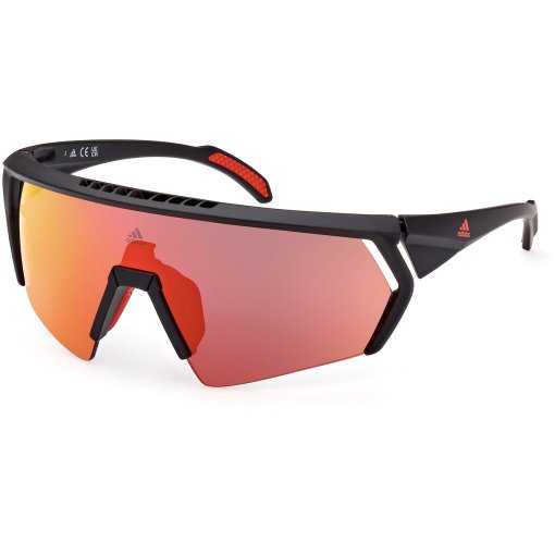 Picture of adidas Cmpt Aero SP0063 Sunglasses - Matte Antique Black Vivid Red / Contrast Mirror Red