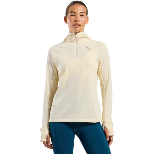 Zdjęcie: Odlo X-Alp Half-Zip Damska bluza z kapturem do biegania w terenie - gardenia