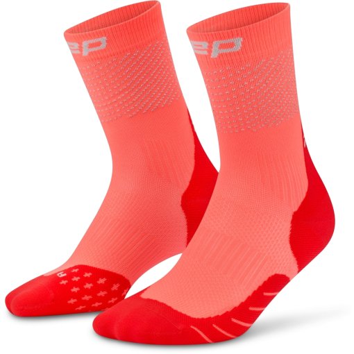 Productfoto van CEP Pro Run Reflective Mid Cut Compressiesokken 3.0 Dames - neon coral
