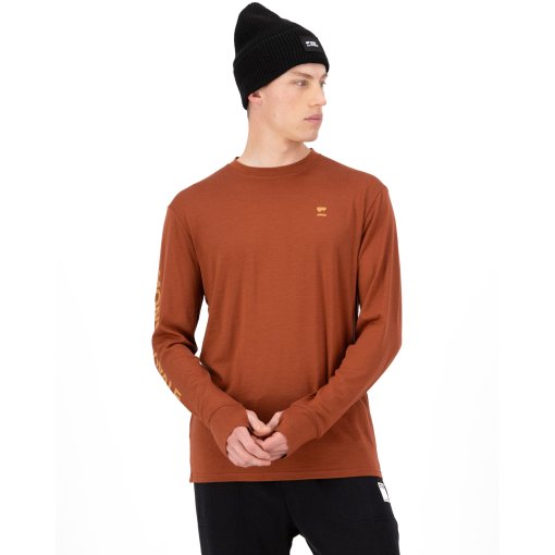 Photo produit de Mons Royale T-Shirt Manches Longues Homme - Yotei Merino Classic - sienna