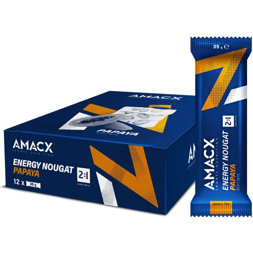 Produktbild von Amacx Energy Nougat Papaya - Kohlenhydrat-Riegel - 12x35g