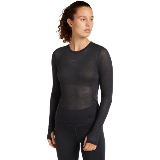 Produktbild von Icebreaker Merino 75 Cool-Lite™ Featherlight™ Langarmshirt mit Rundhalsausschnitt Damen - Schwarz
