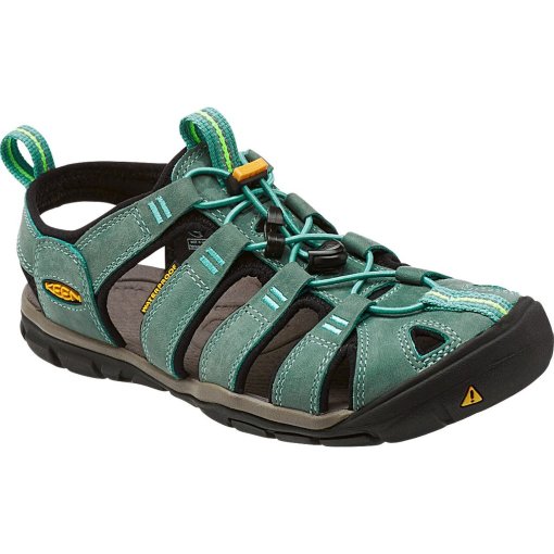 Foto de KEEN Sandalias Mujer - Clearwater Leather CNX - Mineral Blue/Yellow