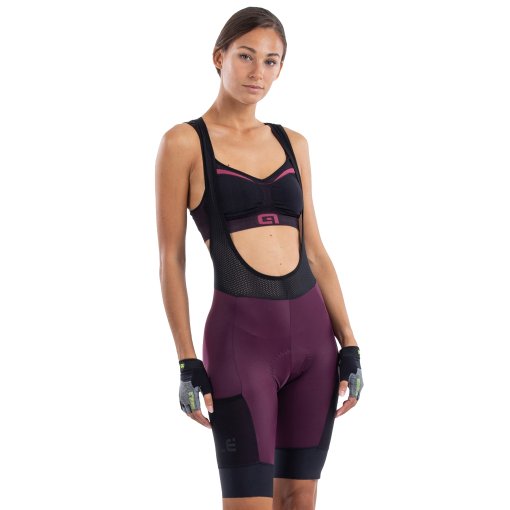 Foto de Alé Culotte Corto con Tirantes Mujer - OFF ROAD - GRAVEL Stones Cargo - prune