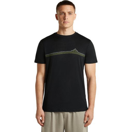 Productfoto van Icebreaker Merino 150 Tech Lite T-shirtbereik met strepen voor heren - Black