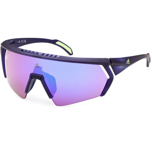Productfoto van adidas Cmpt Aero SP0063 Zonnebril - Transparent Blue Pulse Lime / Contrast Mirror Violet