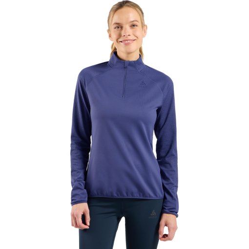 Foto de Odlo Camiseta de Manga Larga Running Mujer - Zeroweight Warm Half-Zip 2.0 - skipper blue