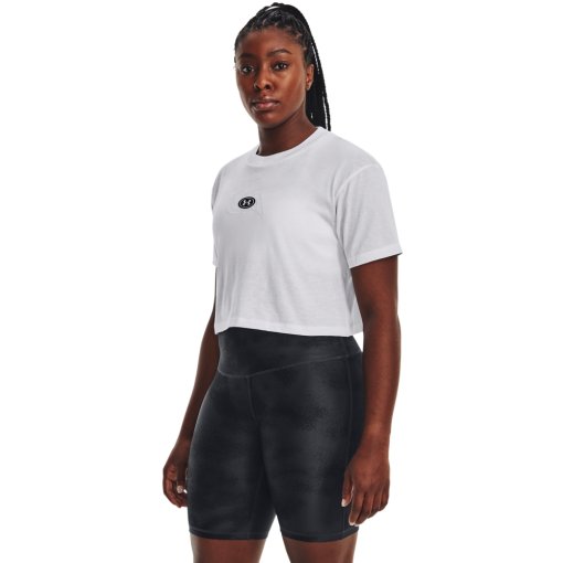 Foto de Under Armour Camiseta de Manga Corta Mujer - UA Branded Logo Crop - Blanco/Blanco