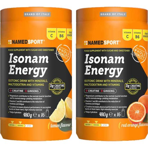 Photo produit de NAMEDSPORT Isonam Energy - Poudre pour boissons isotoniques à base d&#039;hydrates de carbone - 480g