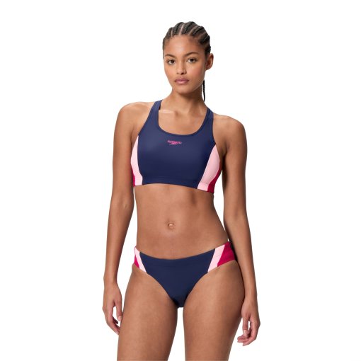 Picture of Speedo Colourblock Splice 2.0 Two Piece Bikini Women - peacoat/margarita pink