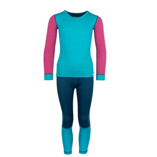 Foto de Trollkids Juego de Ropa Interior Niño - Merino II - Dark Turquoise/Bright Berry/Madeira Blue
