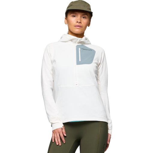 Photo produit de Norrona T-Shirt Manches Longues en Polaire Femme - senja warm1 Hood - Snow White/Trooper