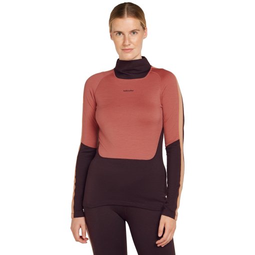 Immagine prodotto da Icebreaker Maglia a Maniche Lunghe Donna - Merino 200 Sonebula High Neck - Bittersweet/Cedar Wood/Feldspar