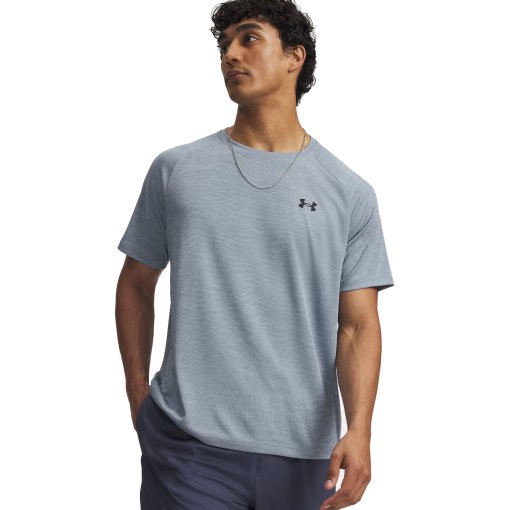 Picture of Under Armour UA Tech™ Textured Short Sleeve Shirt Men - Blue Wind/Black