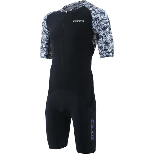 Productfoto van Zone3 Lava Aero Trisuit met Korte Mouwen Heren - wit/gravel