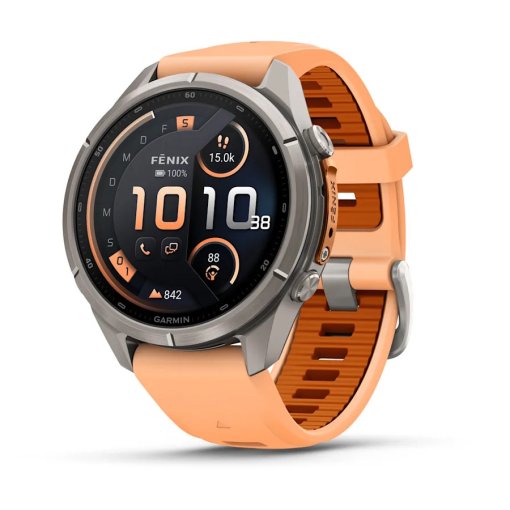 Produktbild von Garmin fenix 9 Pro inReach GPS Smartwatch - 43mm - Titan – Shell Pink/Herbstorange