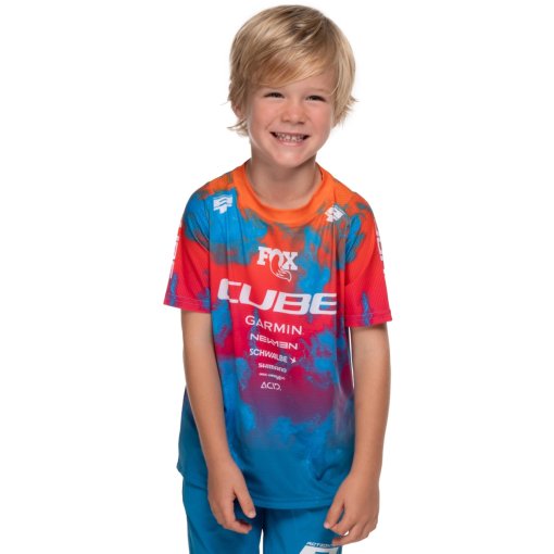 Foto de CUBE Maillot de Manga Corta Niño - MTB ROOKIE X Actionteam - blue´n´pink´n´orange