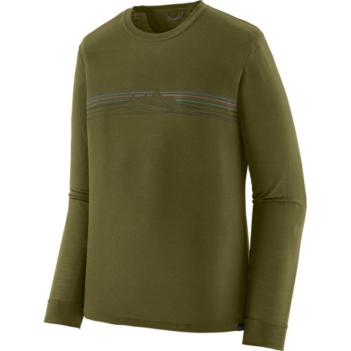 Photo produit de Patagonia T-Shirt Manches Longues Homme - Capilene Cool Merino Graphic - Strata Stripe: Pond Green
