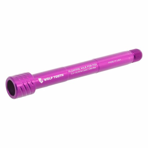 Photo produit de Wolf Tooth Axe Traversant Floating - Fox 36 / 38 (MY21+) | 15x110mm - ultraviolet purple