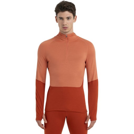 Foto de Icebreaker Camiseta de Manga Larga con Capucha Hombre - 200 Sonebula Half Zip - Molten/Ember/Snow