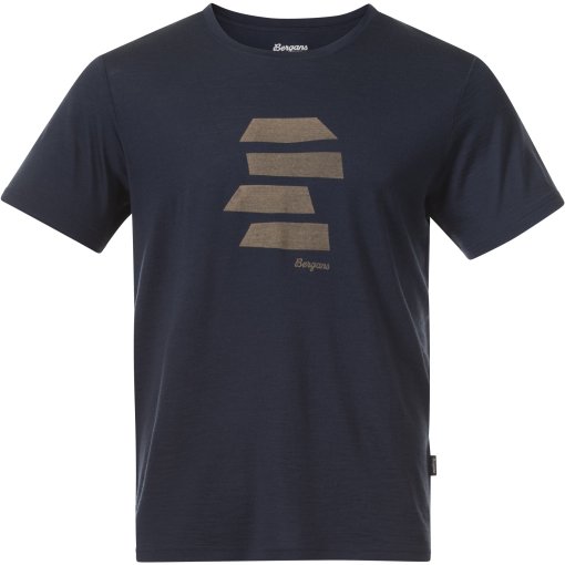 Foto de Bergans Camiseta Hombre - Rabot Mount Wool - navy blue/warm sand