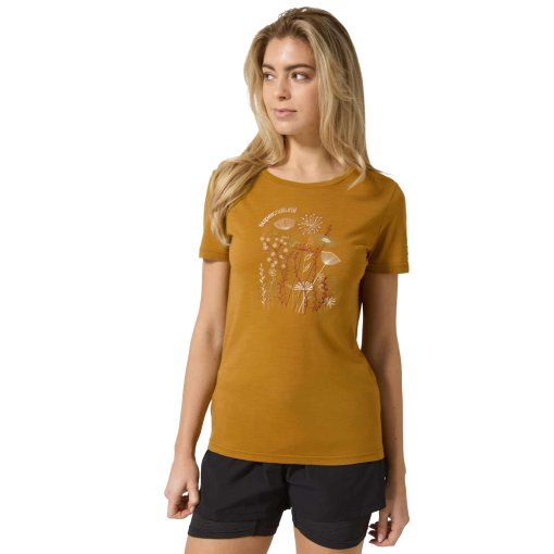 Productfoto van SUPER.NATURAL Rock Flowers T-shirt dames - Dried Tobacco/Various