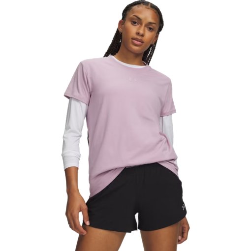 Picture of Under Armour UA Rival Core Short Sleeve Shirt Women - Mauve Pink/Pink Fog