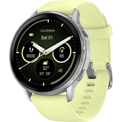 Produktbild von Garmin Venu 4 GPS Smartwatch - 45mm - Silber/Zitrone