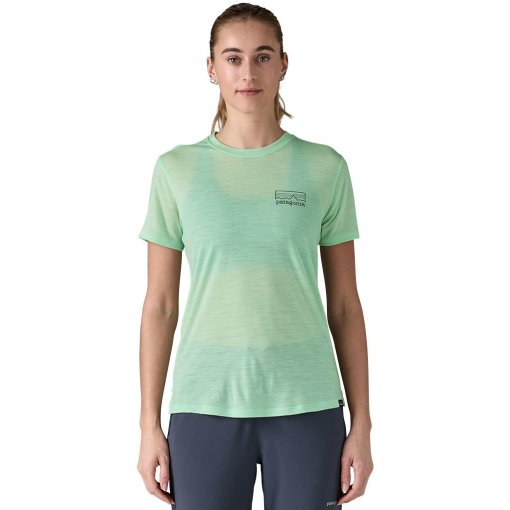Photo produit de Patagonia T-Shirt Femme - Capilene Cool Merino Graphic - Fitz Roy Strata: Rinsed Green